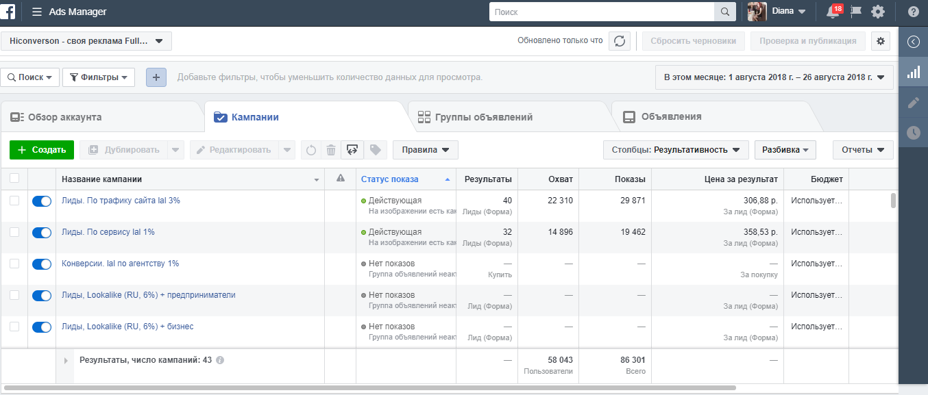 Рекламный кабинет в Facebook — пять фишек для упрощения работы