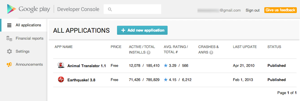 Как работать с приложениями в Google Play Developers Console